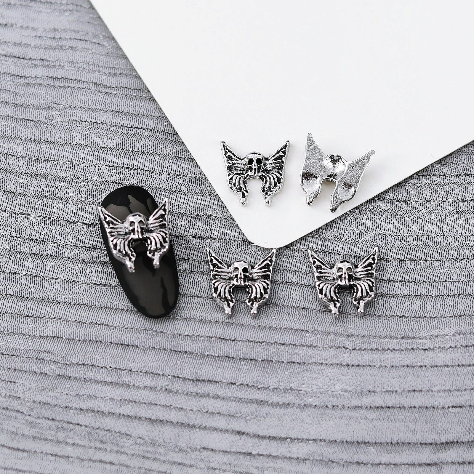 Wholesale 10pcs Retro nail accessories punk style cross dark silver metal nail accessories