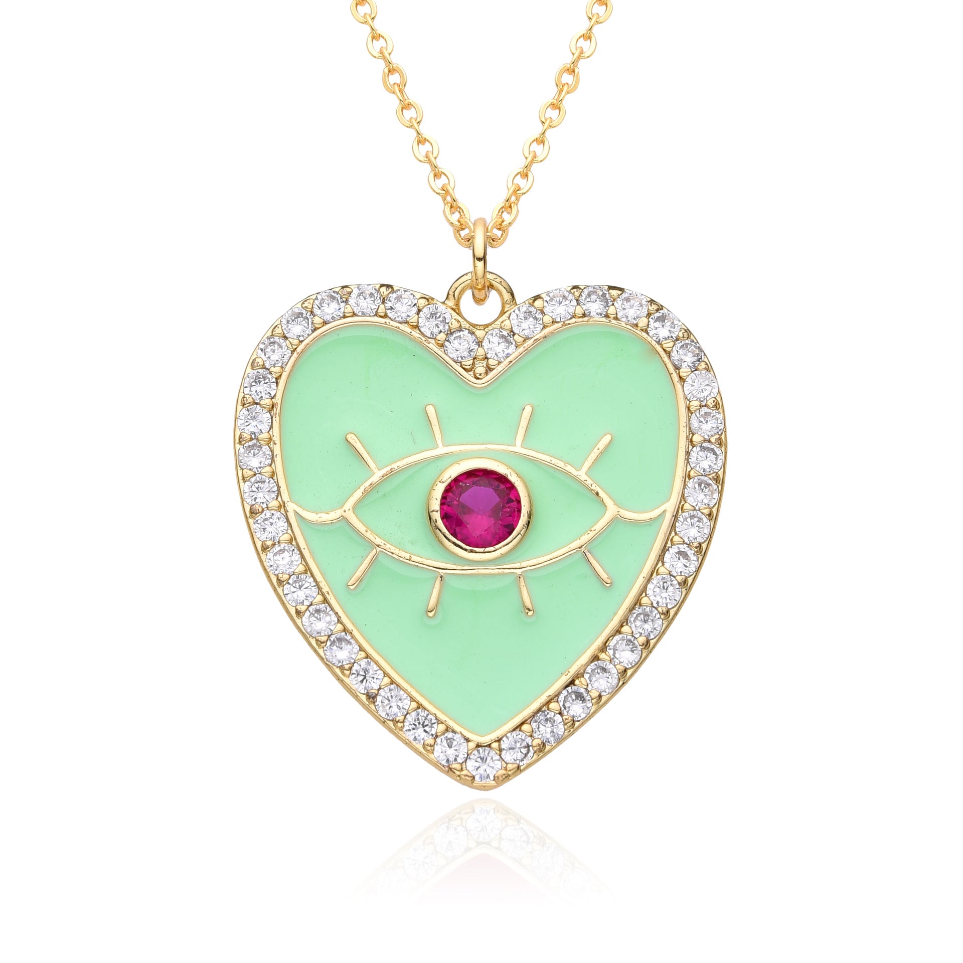 Wholesale Copper Plated Real Gold Dripping Love Eyes Geometric Necklace