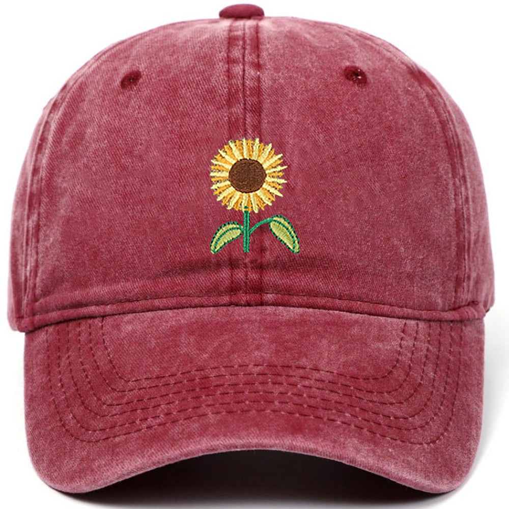 Wholesale Washed Cotton Sunflower Baseball Caps