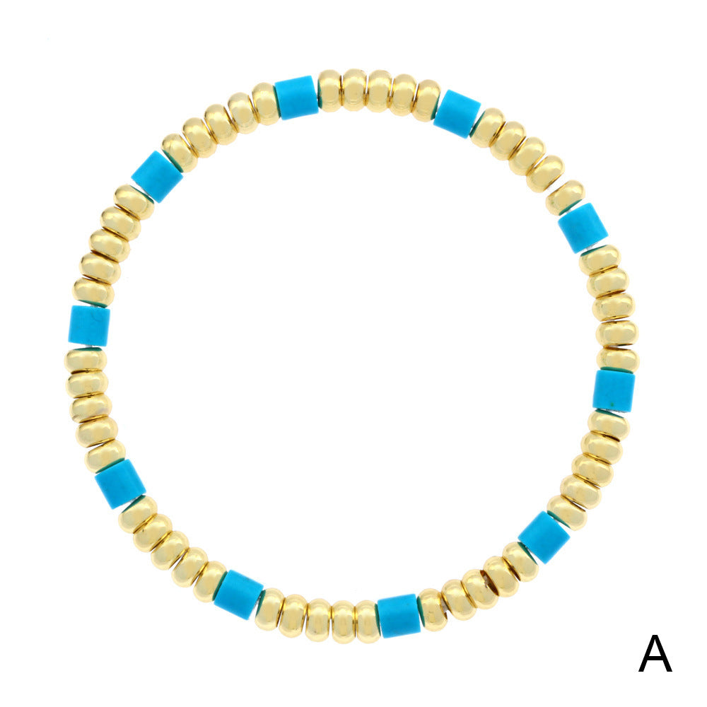 Wholesale Boho Colorful Stone Beads Stackable Elastic Cord Bracelet