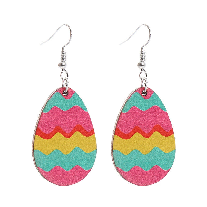 Wholesale Easter rabbit Flower Basket Cute Wood Earrings