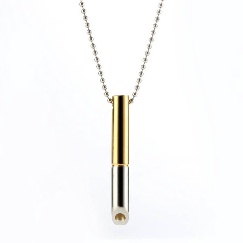 Wholesale Meditation Breath Decompression Whistle Stainless Steel Black Gold Gold Pendant Necklace