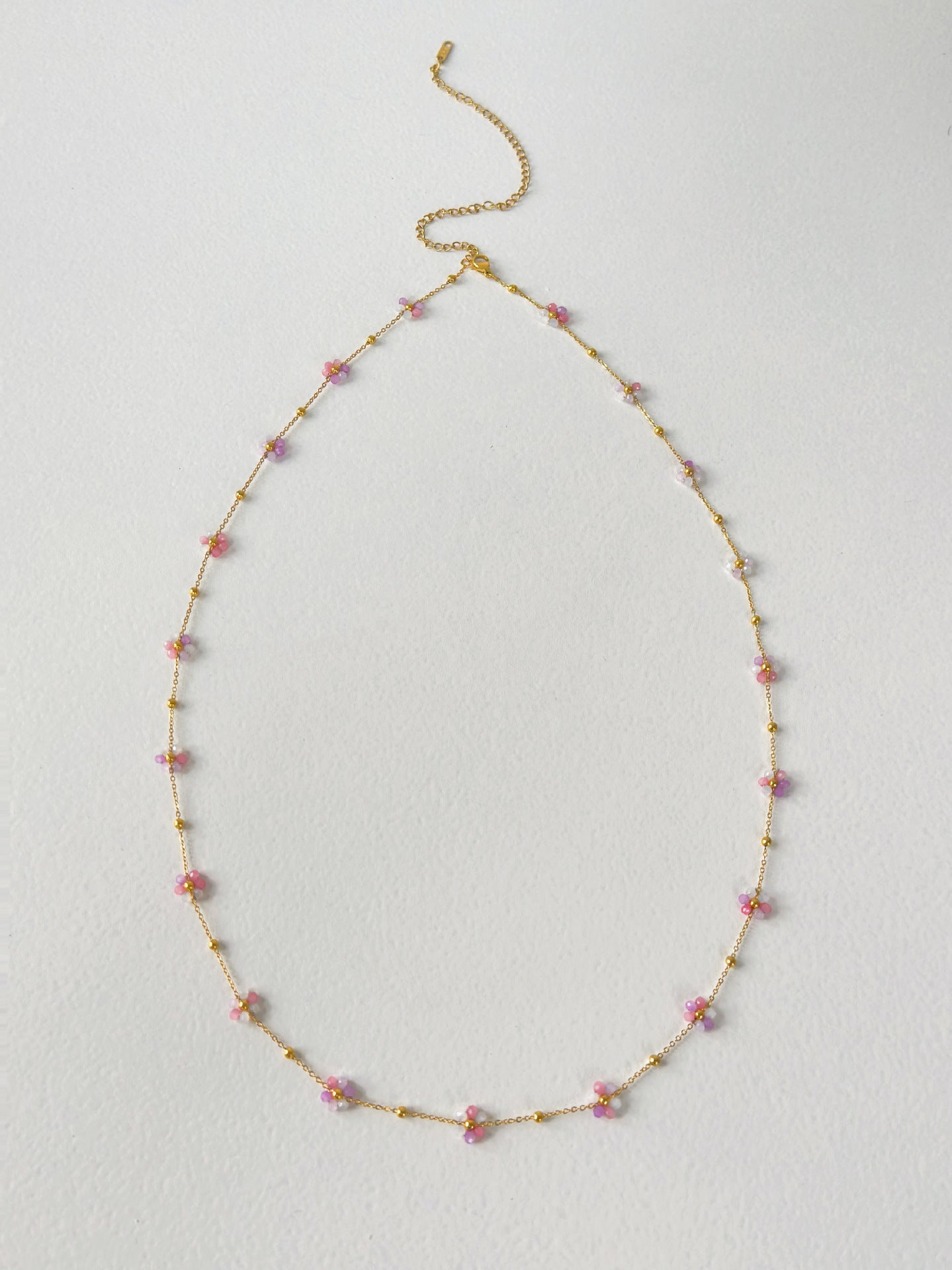 Wholesale Titanium Steel Colorful Pink Flower Necklace Waist Chain Anklet Set