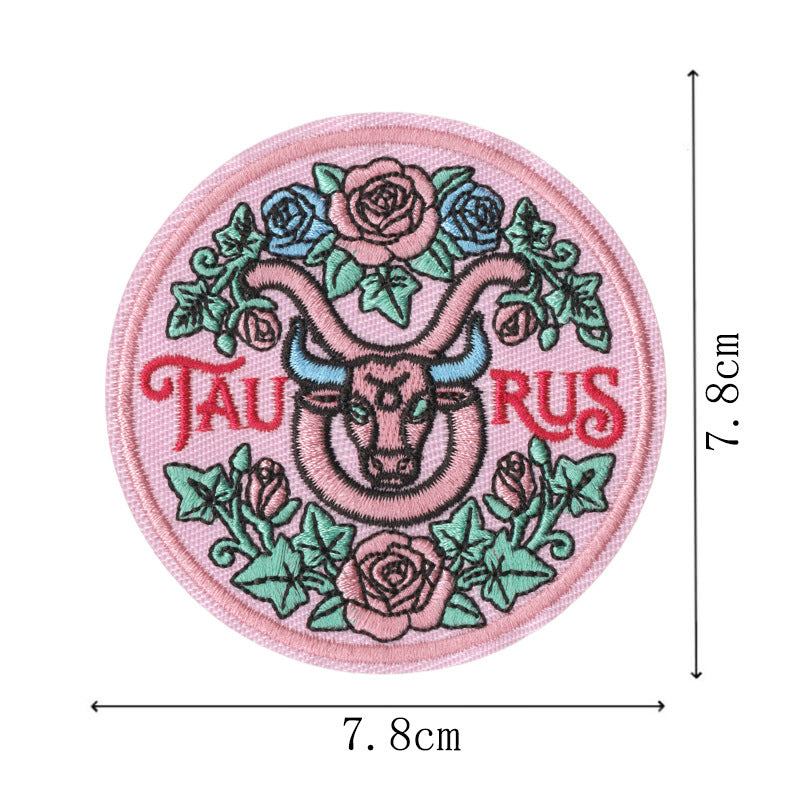 Wholesale Retro Zodiac Embroidered Iron On Patches Set Of 12 Trendy Contion Badges For ets Bags DIY Craft Fashion Accessory