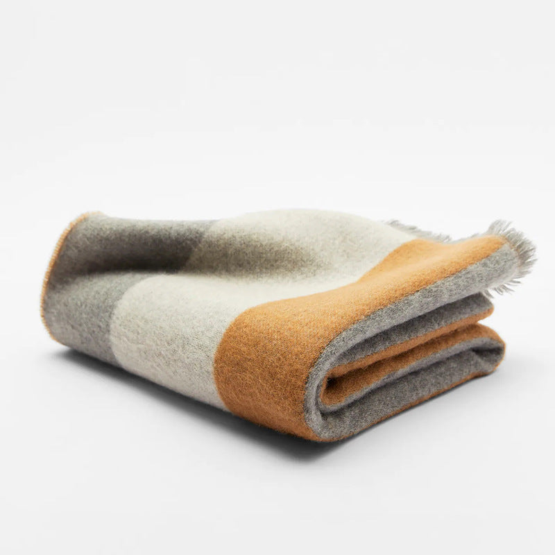 Wholesale Horizontal Bar Color Matching Thick Braid Tassels Imitation Cashmere Warm Scarves