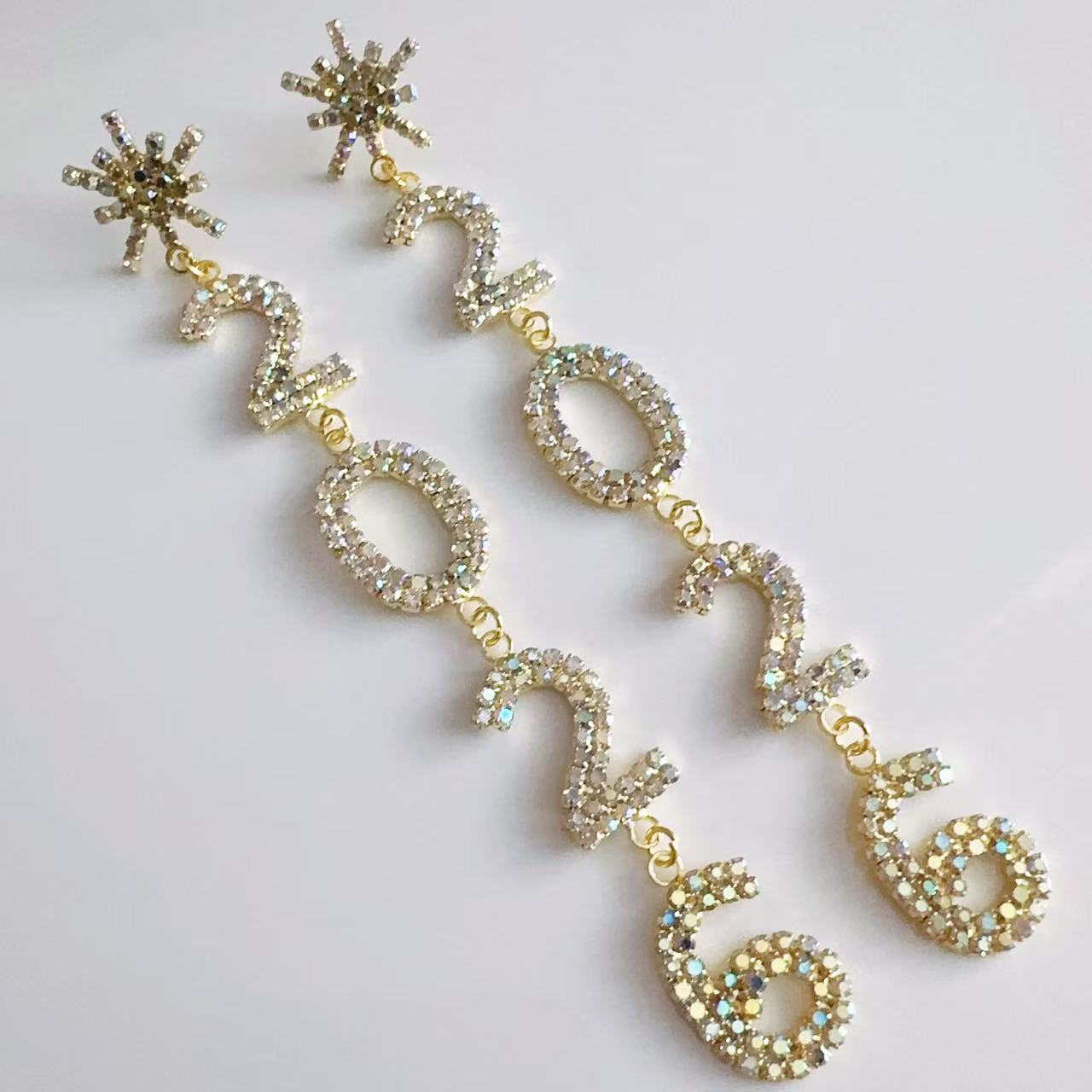 Wholesale Diamond Snowflakes 2026 Christmas Blingbling Earrings