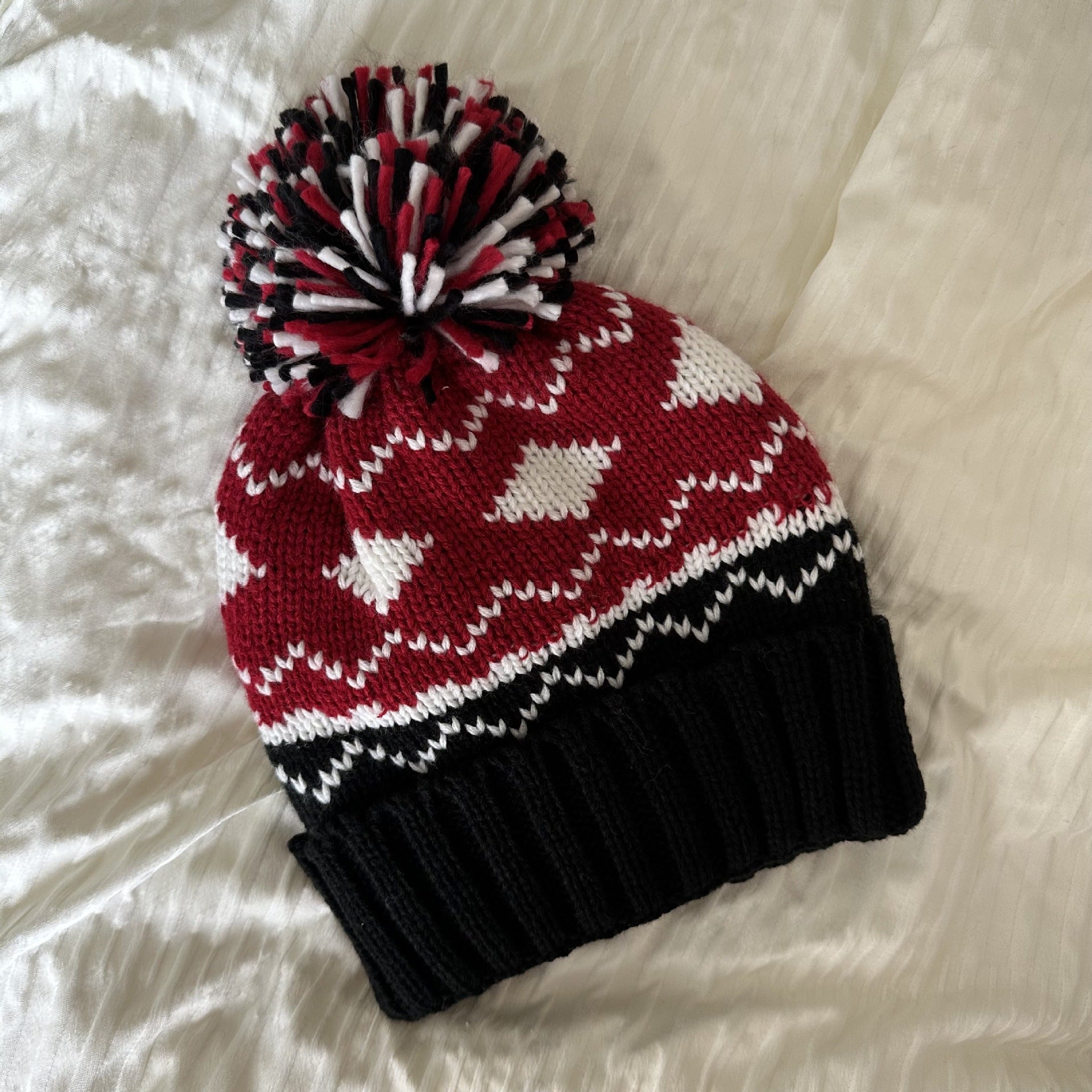 Wholesale Autumn and Winter Rhombus Wool Hat Thickened Warm Acrylic Knitted Hat