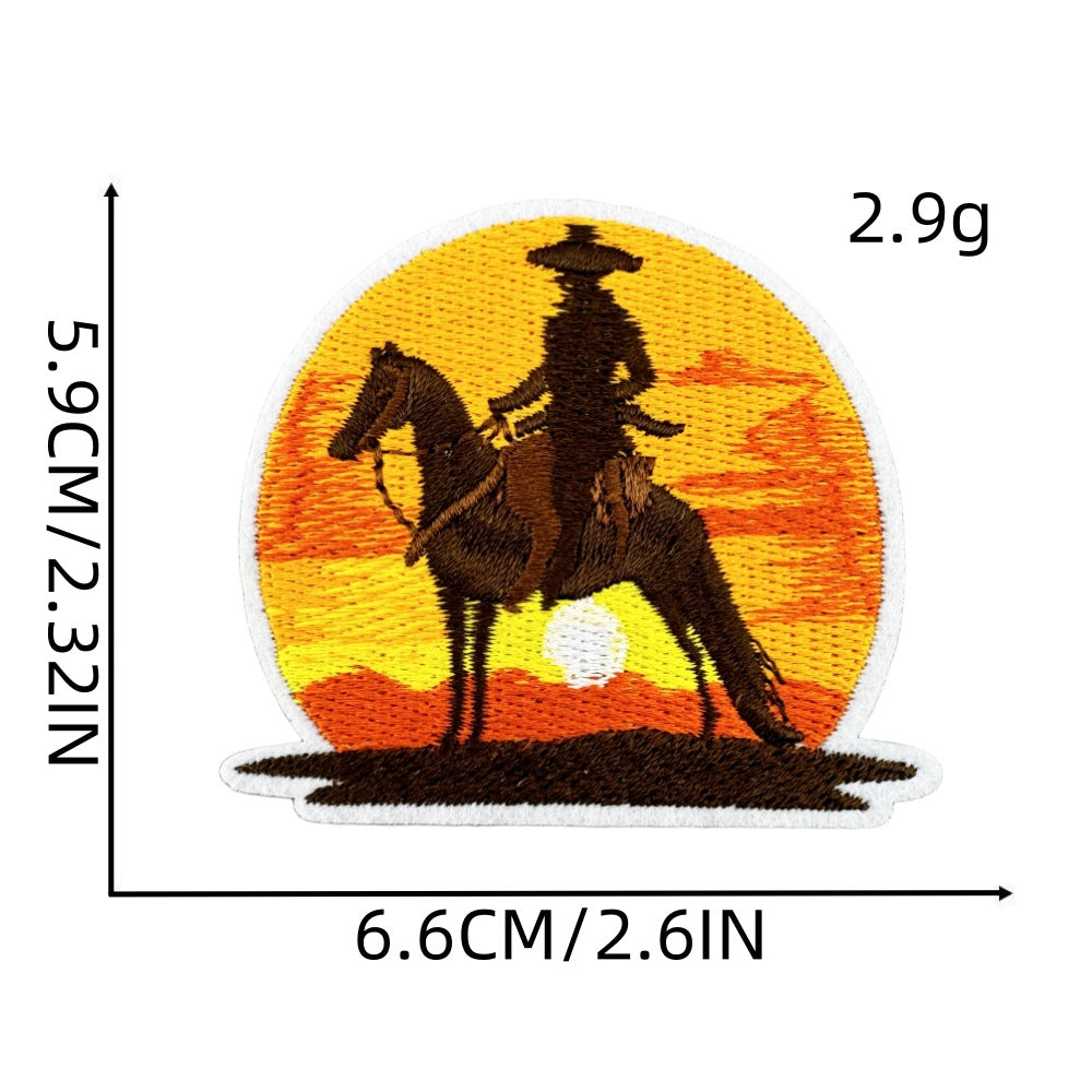 Wholesale Trendy Embroidered Denim Patches Western Graffiti Cartoon Designs Clothing DIY Iron On Accessories