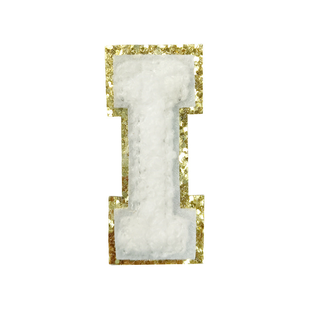 Wholesale White Towel Embroidered Alphabet Patches A Z With Gold Glitter Stylish DIY Accessory For Coats And Crafts