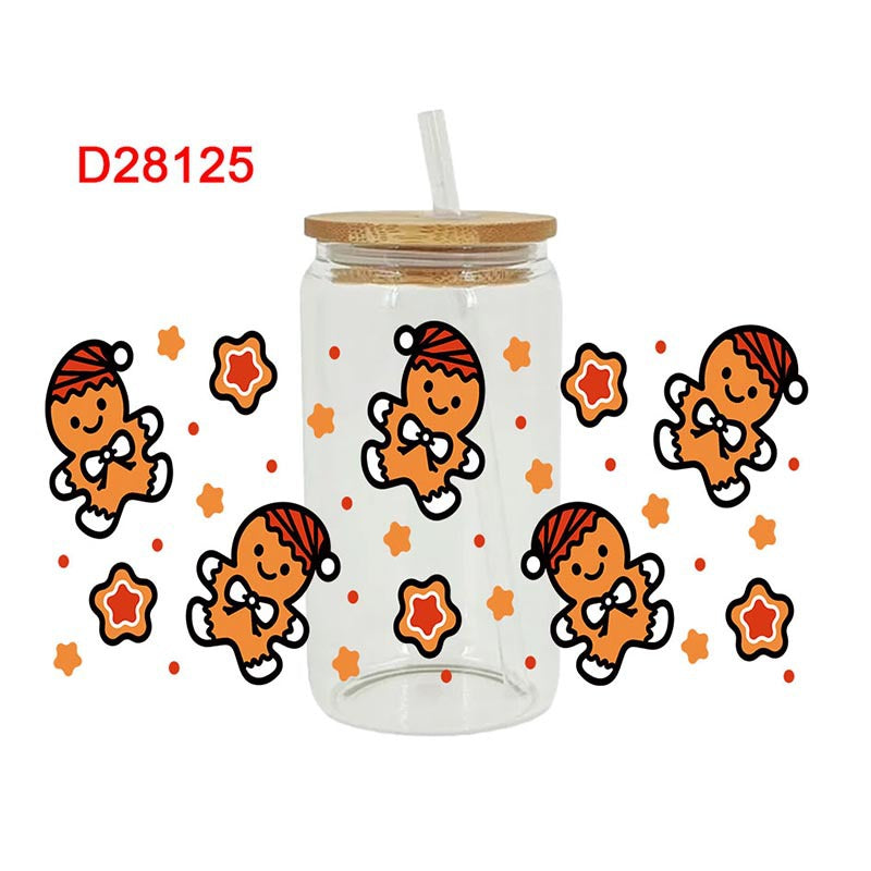 Wholesale Christmas gingerbread man  16oz Cup UV DTF Wraps