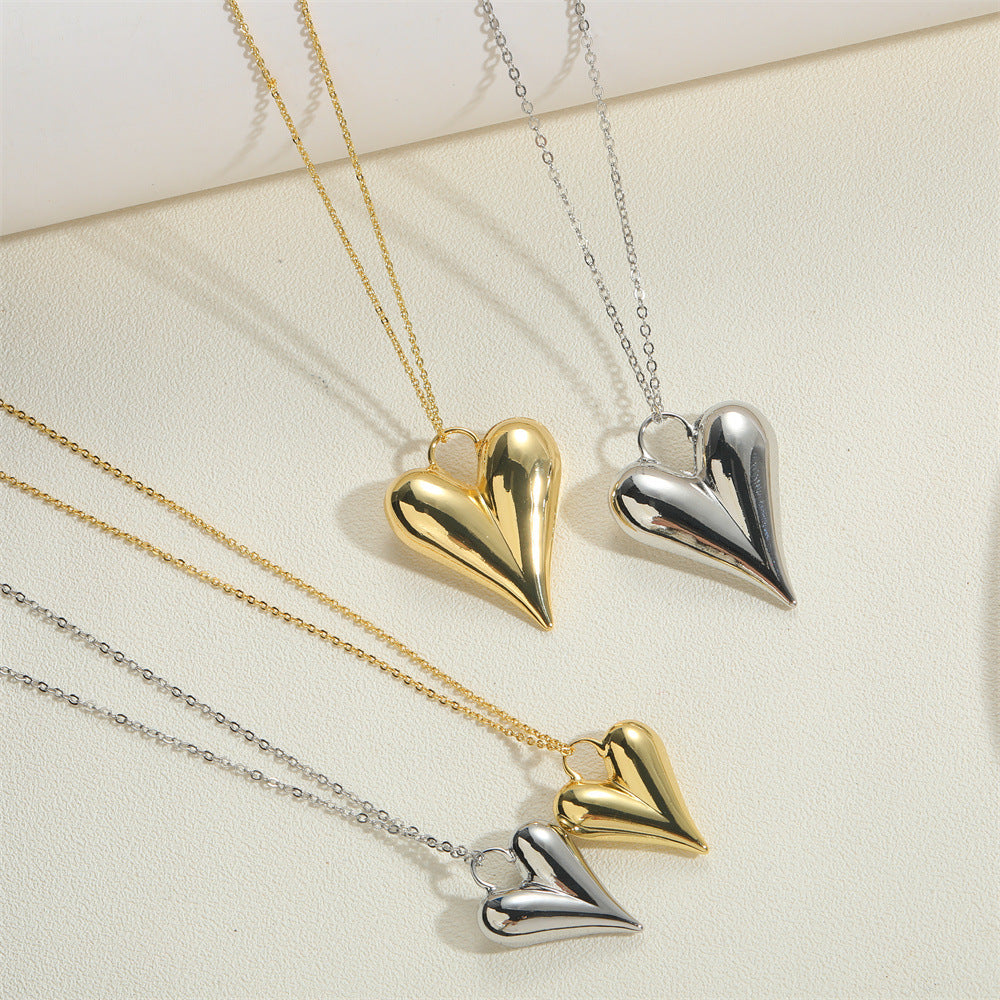 Wholesale Copper Plated 14K Gold Heart Shaped Pendant Clavicle Chain