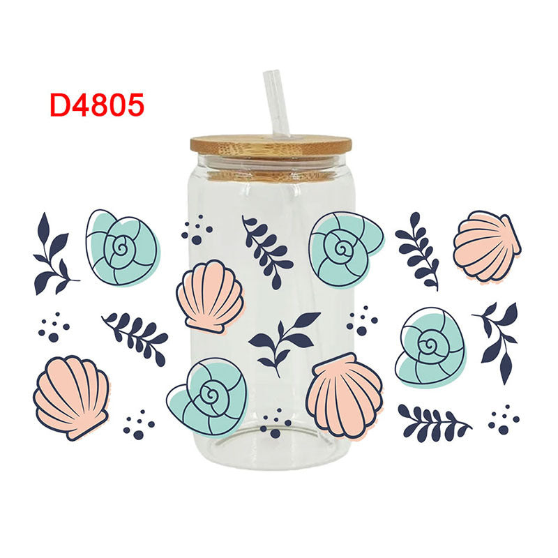 Wholesale Blue Ocean Series  16oz Cup UV DTF Wraps