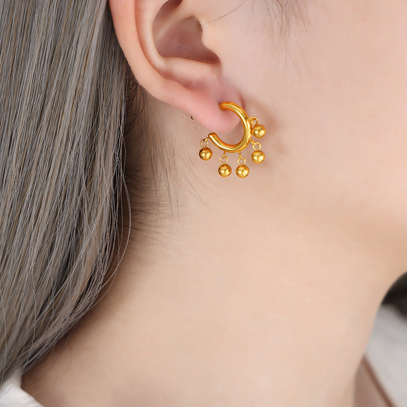 Wholesale Summer New Tassel C-shaped Gold Plated Earrings