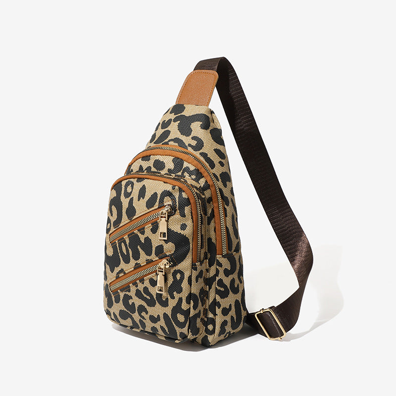 Wholesale PU Leopard Print Crossbody Chest Bag Travel Leisure Backpack