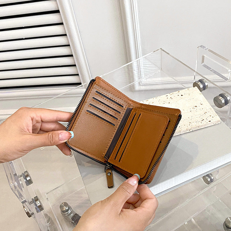 Wholesale Short Vintage Zipper Men's Wallet