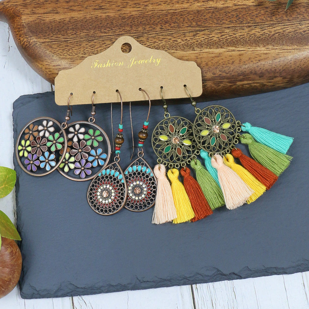 Wholesale Boho Vintage Long Tassel Earrings