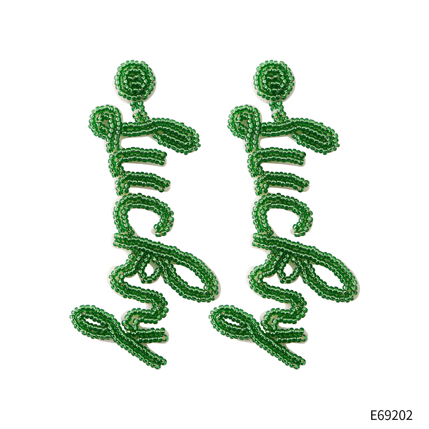 Wholesale St. Patrick's Day Simplified Letter Lucky Bead Earrings