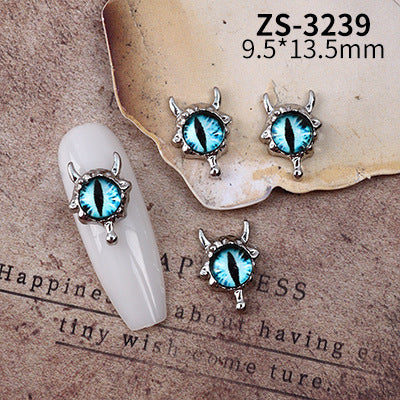 Wholesale Dark Cyberpunk Devil Eye Nail Art Decor In Alloy Metal Trendy Chic Nail Accessory For Everyday And Resale