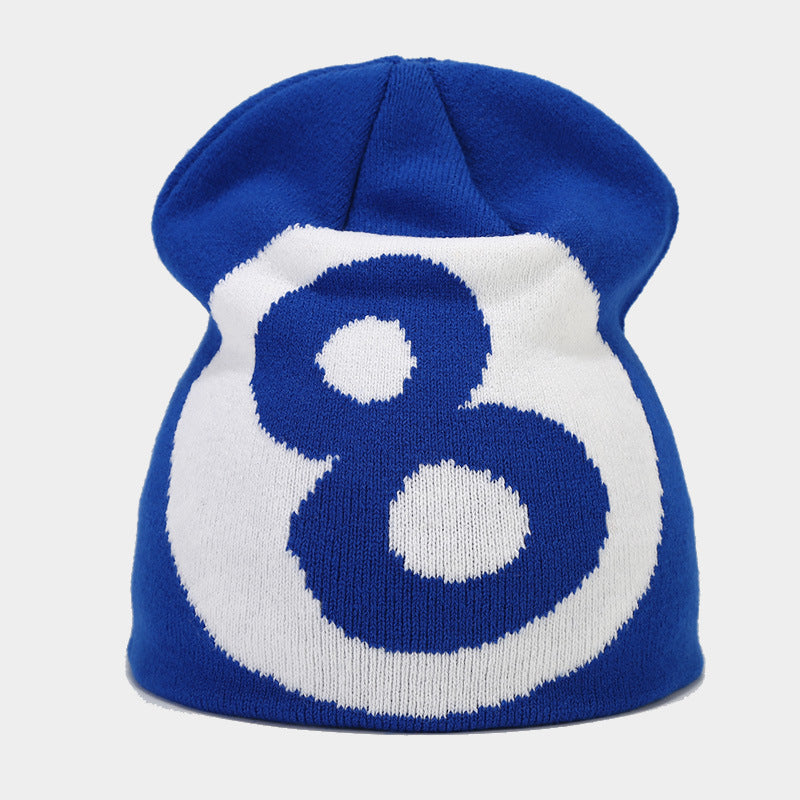 Wholesale Autumn Winter Black Size 8 Jacquard Wool Knit Hat