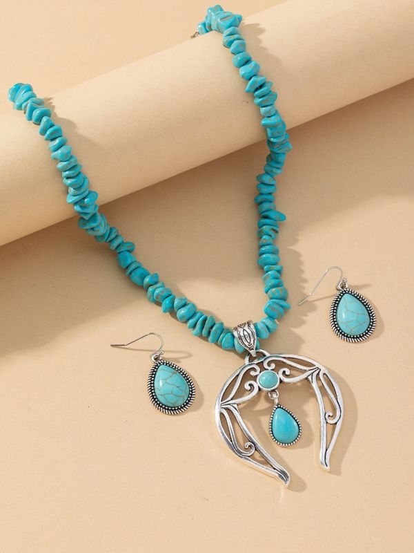 Wholesale Vintage Teardrop Necklace Turquoise Earrings