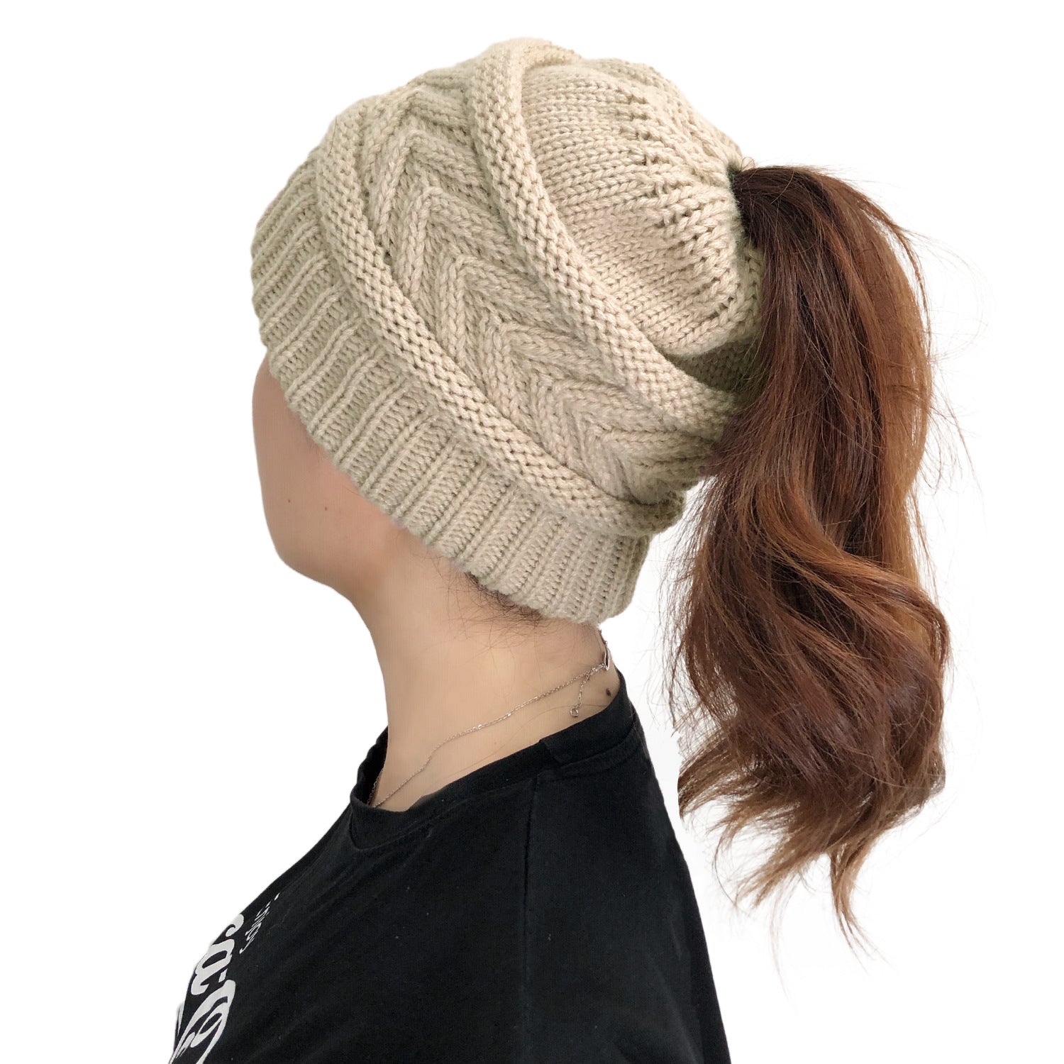 Wholesale Knitted Ponytail Beanie