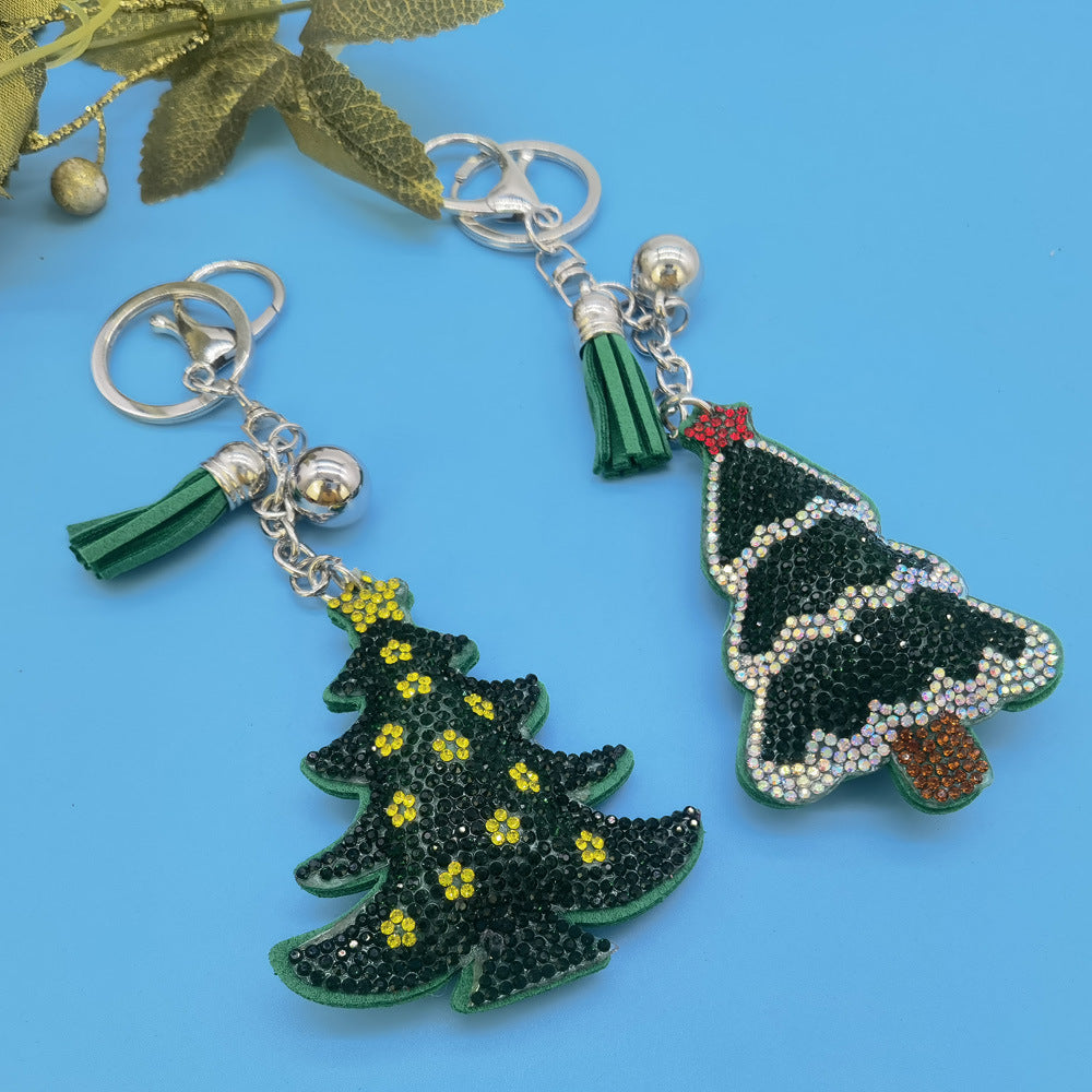 Wholesale 4pcs Christmas Tree Rhinestone Keychain