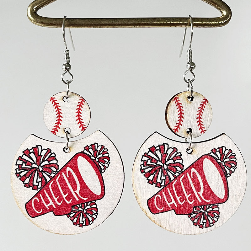 Wholesale 2pairs/pack Baseball Cheerleading Multicolor Baseball Earrings