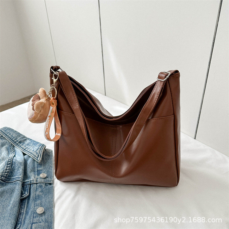 Wholesale PU Leather Solid Color Simple Casual Shoulder Crossbody Tote Bag