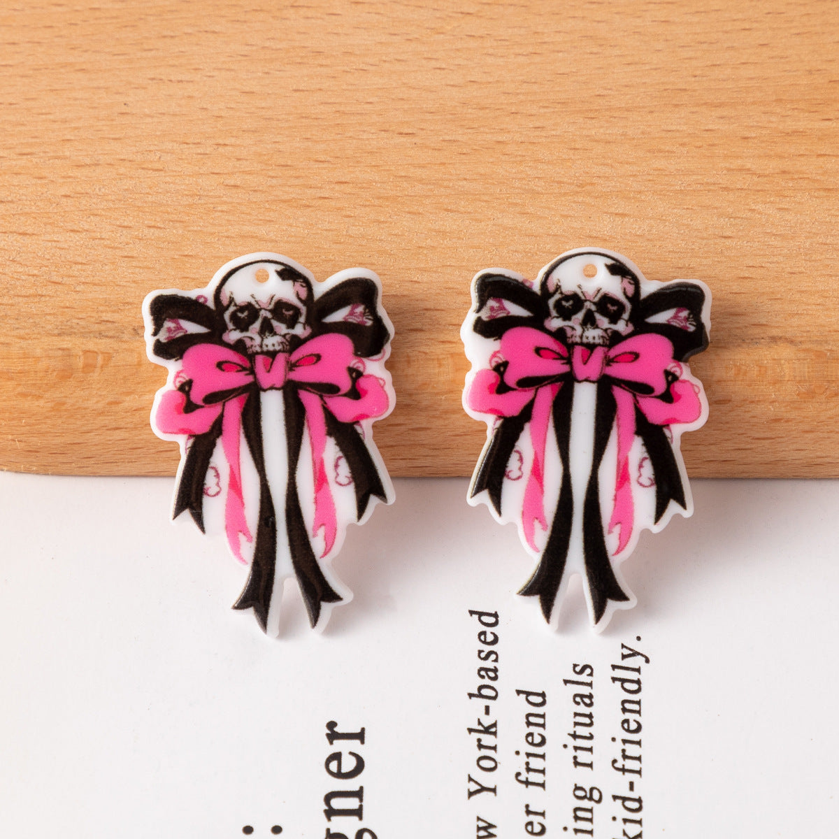 Wholesale Halloween Skull Charm Bow Tie Ribbon Accessories FlatBack
