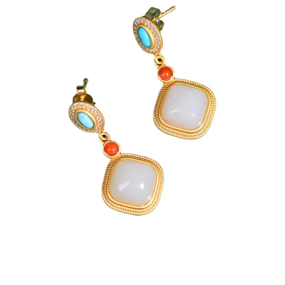 Wholesale 925 Sterling Silver Geometric Diamond Earrings