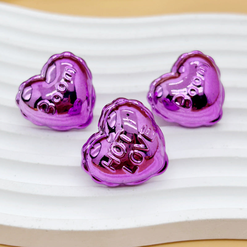 Wholesale 20pcs Acrylic Uv Plated Metal Christmas Balloon Heart  Crystal Beads