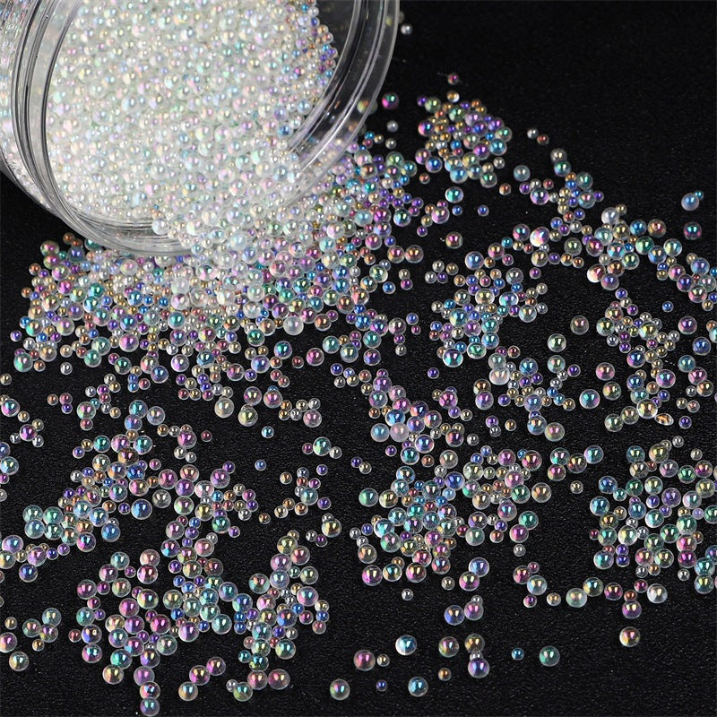 Wholesale 30g Non Porous Transparent Iridescent Glass Rice Beads