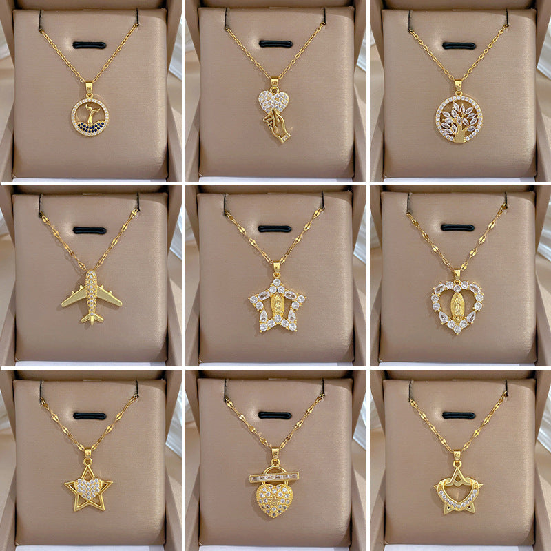 Wholesale Element Love Full Diamond Titanium Steel Clavicle