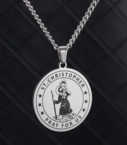 Wholesale St. Christopher Stainless Steel Travel Amulet High-end Niche Necklaces