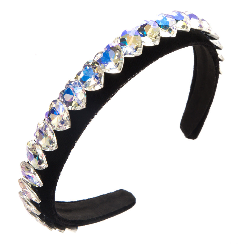 Wholesale Heart-shaped Glass Diamond Valentine's Day Hair Bands