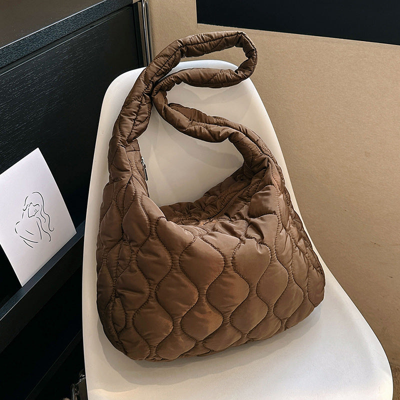 Wholesale Nylon Simple Solid Color Diamond Grid Large Capacity Single Shoulder Crossbody Bag