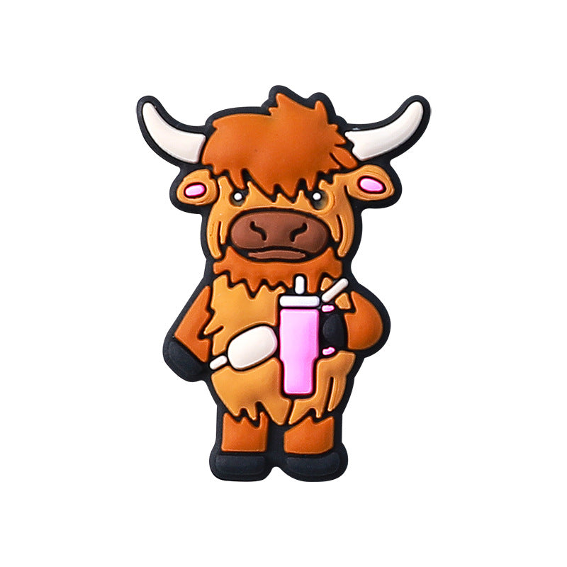 Wholesale 20pcs 3D Cartoon Highland Cow Dog Silicone Beads