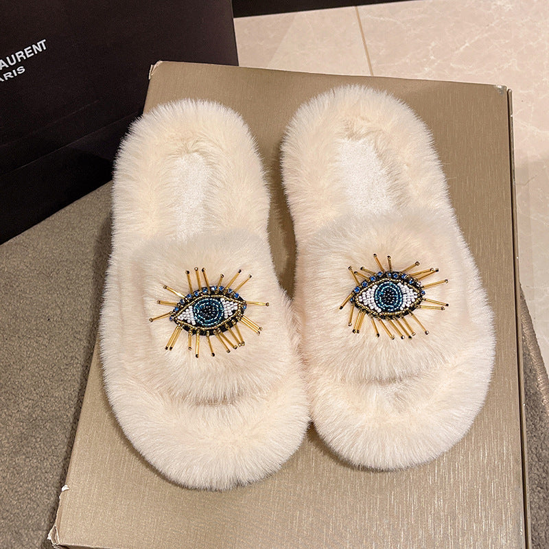 Wholesale Devil's Eye Thick Sole Plush Slippers