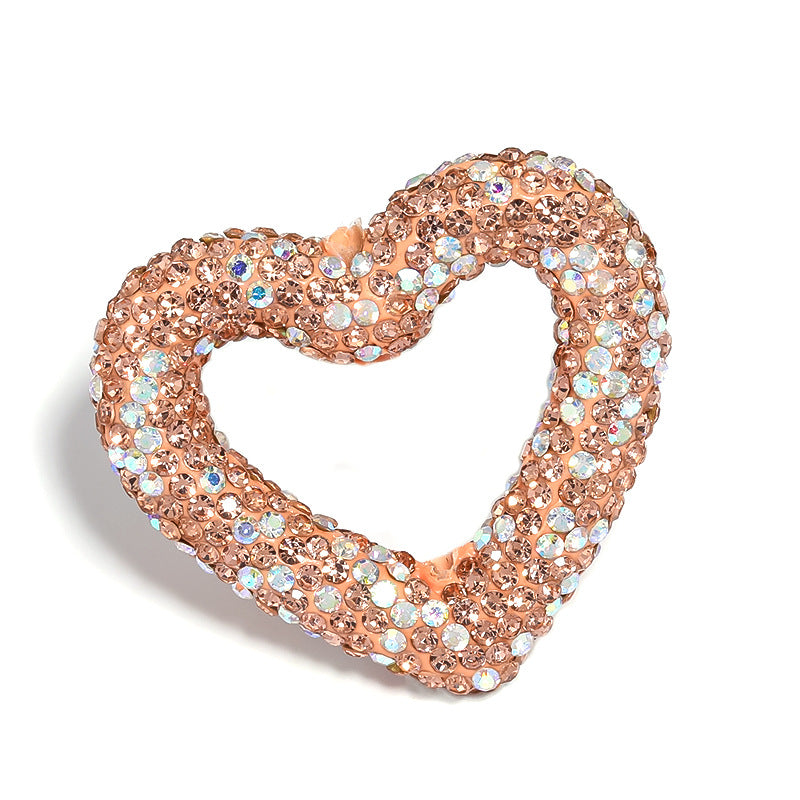 Wholesale 10pcs Rhinestone Colored Hollow Love Clay Beads Heavy Industry Cute Beads DIY