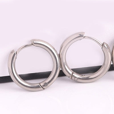Wholesale Single one Titanium Steel Round Wire Exquisite, Light Luxury, Niche, Versatile Temperament Stainless Steel Earrings