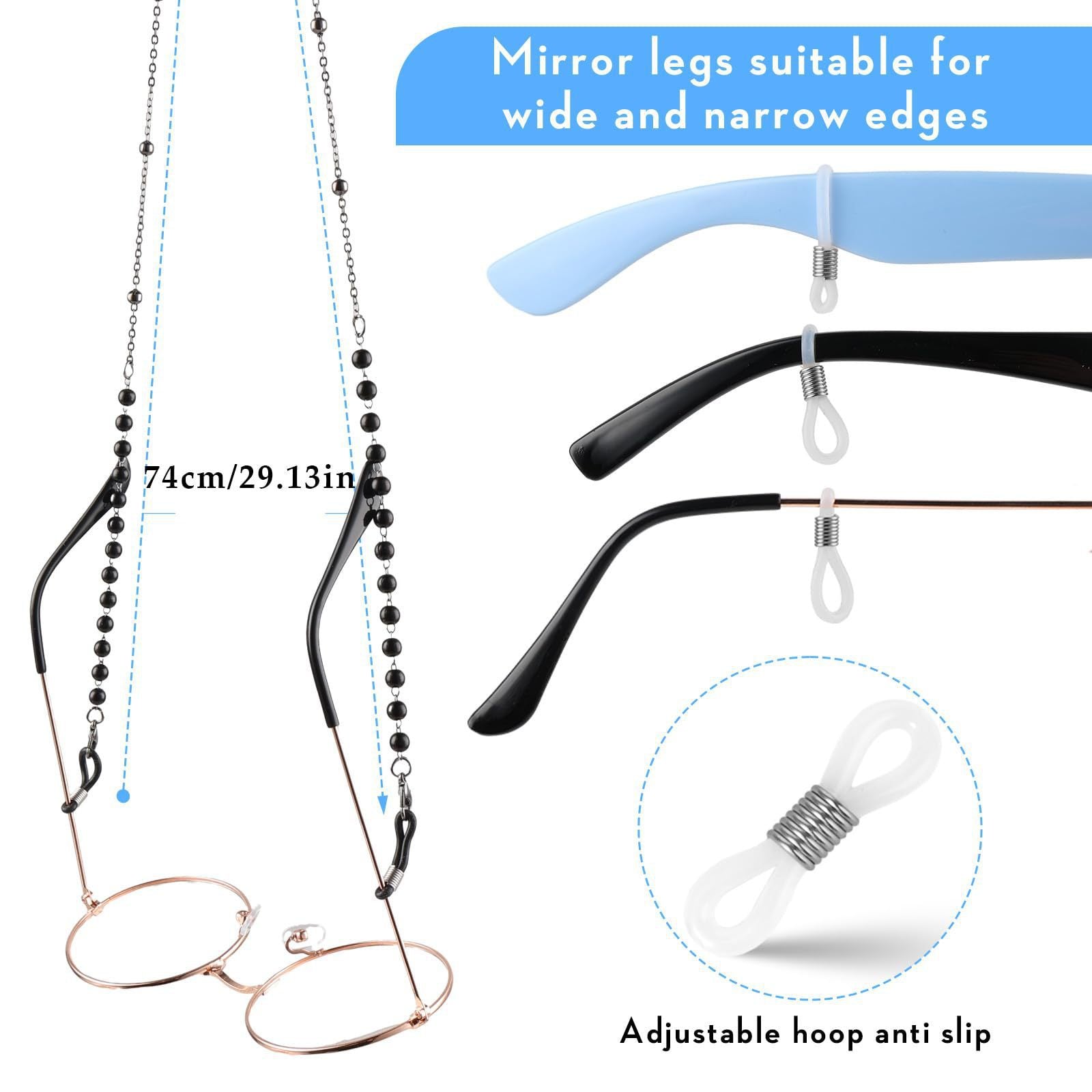 Wholesale Glasses Necklace Pearl Sunglasses Anti-lost Glasses Rope Zippe