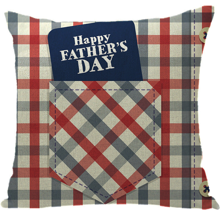 Batch Father's Day Pillow Blue Plaid Letter Sofa Bedside Linen Pillow Case