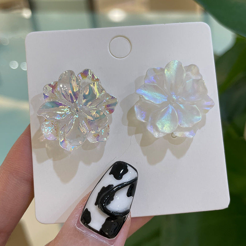 Wholesale Flower Drop Oil Pearl Colorful Petal Earrings