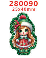 Wholesale Random 30pcs Green Christmas Cartoon Acrylic Flatback
