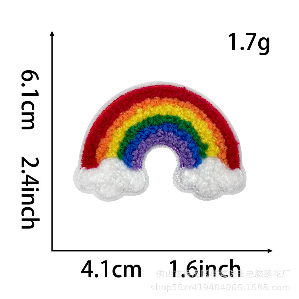 Wholesale Cartoon Animal Rainbow Sun Whale Series Towel Embroidered Patches Self Adhesive DIY Accessory For Shoes Hats Fashion Gift