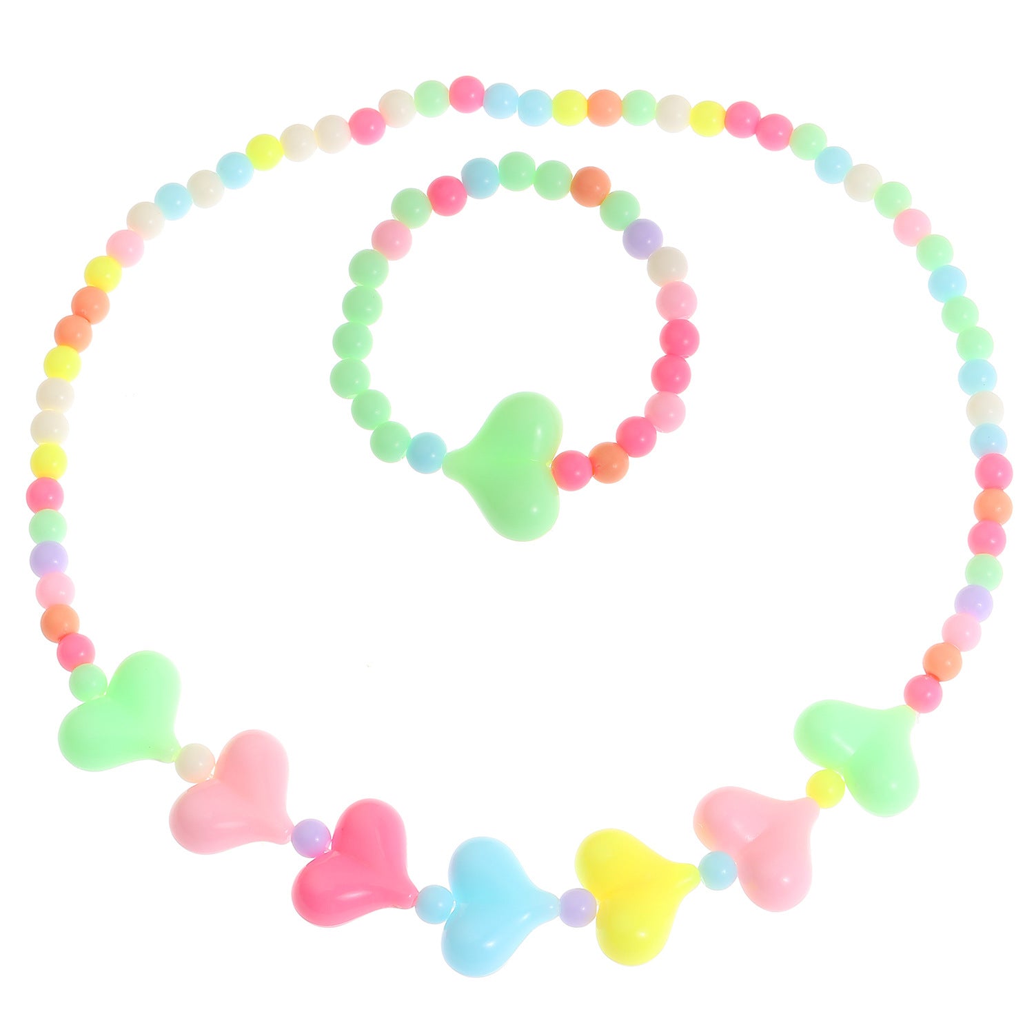 Wholesale 2pcs Cute Candy Color Love Flower Dopamine Necklace Bracelet