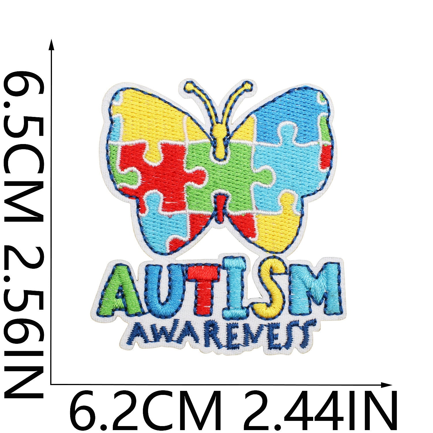 Wholesale Trendy Autism Awareness Embroidered Iron On Patches Butterfly Heart Design Clothing Accessory