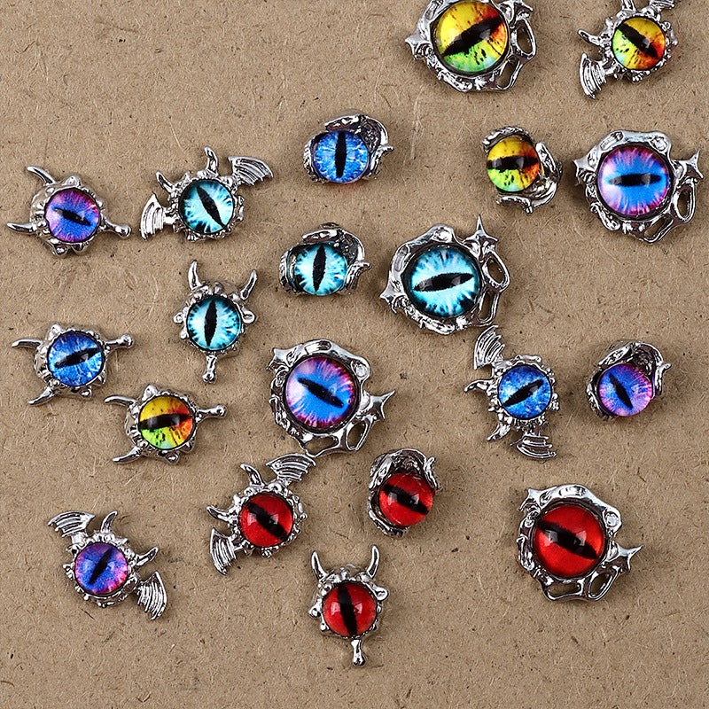 Wholesale Dark Cyberpunk Devil Eye Nail Art Decor In Alloy Metal Trendy Chic Nail Accessory For Everyday And Resale