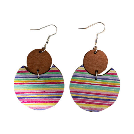 Wholesale Boho Lightweight Wooden Round Earrings