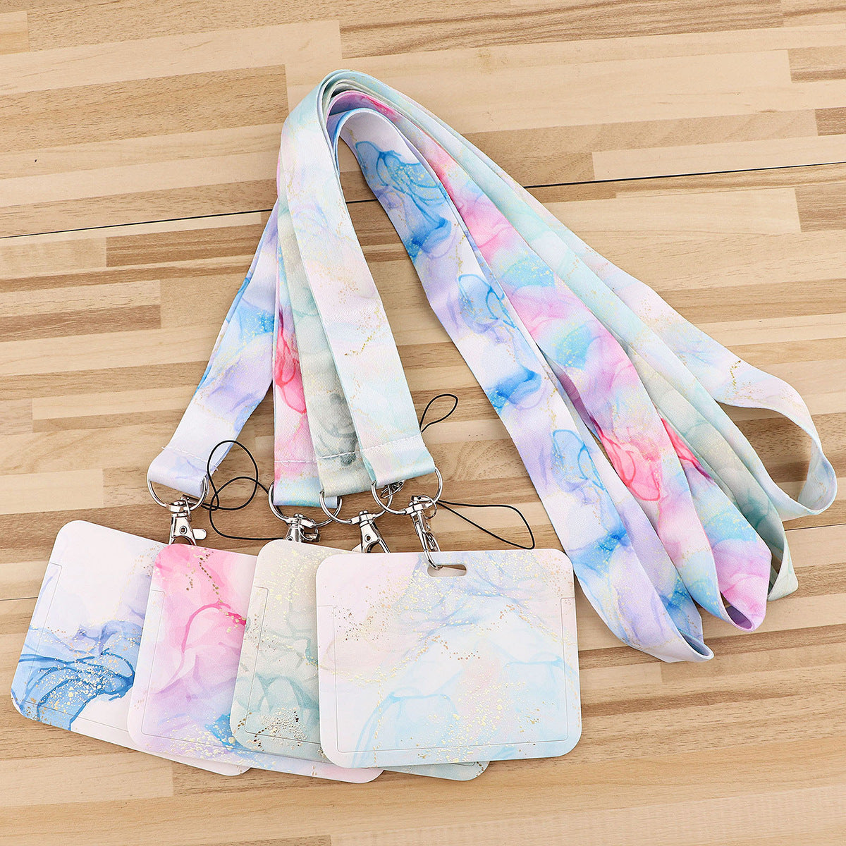 Wholesale Marble Texture Card Holder Lanyard Keychain